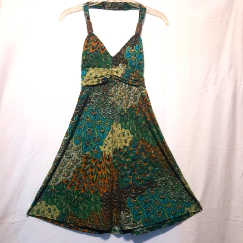 Boho knit halter dress